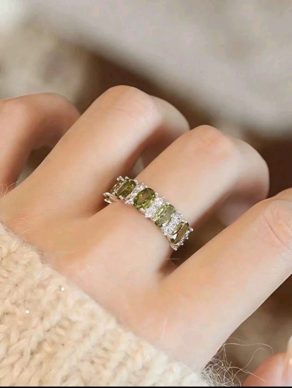 BRAND NEW ** Olive Green Crystal Tennis Bracelet - Women Jewelry